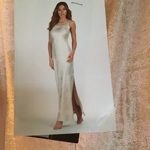 Formal gown in a light beige color